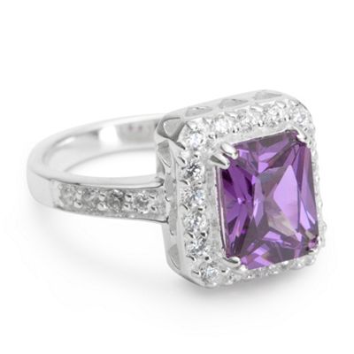 Simply Silver Sterling Silver Purple Cubic Zirconia Royal Ring