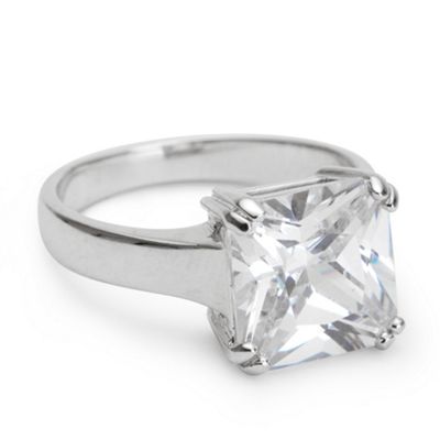 Simply Silver Sterling Silver Square Cubic Zirconia Solitaire