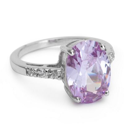 Simply Silver Sterling Silver Lilac Cubic Zirconia Oval Ring