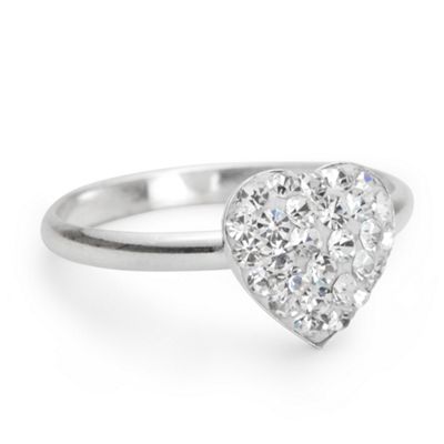 Simply Silver Sterling Silver Pave Crystal Heart Ring