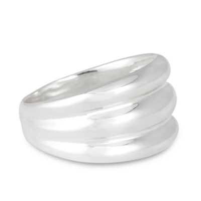 Triple ridged polished sterling silver ring