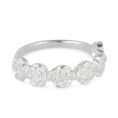 Sterling silver rose band ring