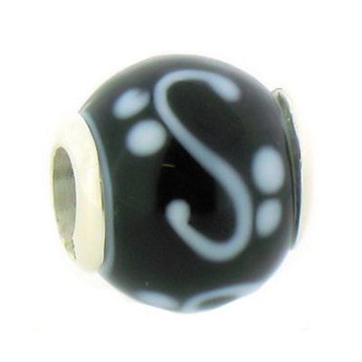 Truth Sterling Silver Black And White Glass Charm