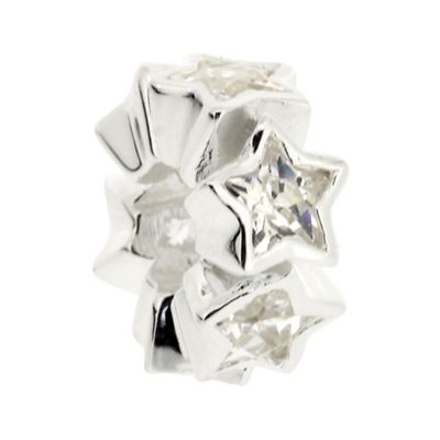 Truth Sterling Silver Cubic Zirconia Star Barrel Charm