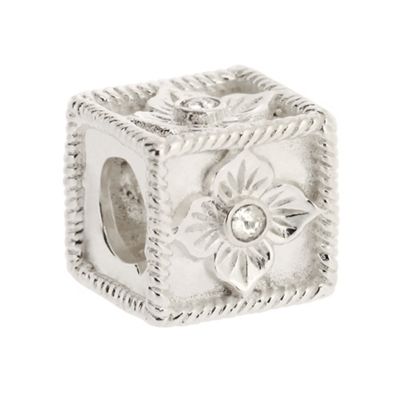 Truth Sterling Silver Floral Cube Cubic Zirconia Charm