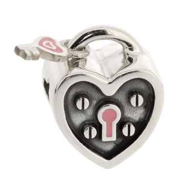 Truth Sterling Silver Heart Padlock with Pink Keyhole