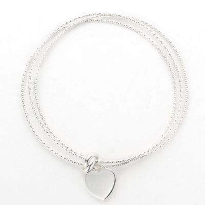 Simply Silver Sterling Silver Bangles With Silver Heart Charm