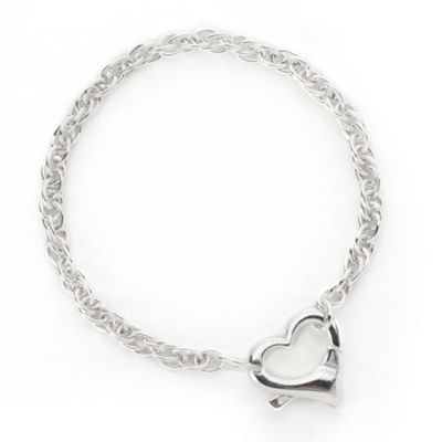 Simply Silver Sterling Silver Heart Clap Bracelet