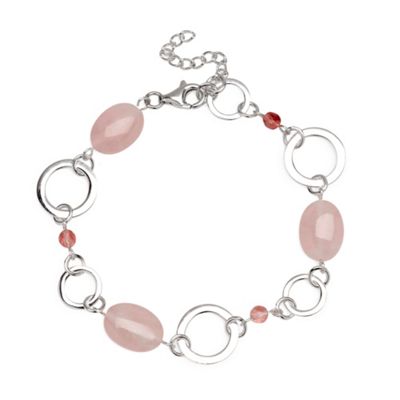 Simply Silver Rose Quartz And Sterling Silver Link Bracelet