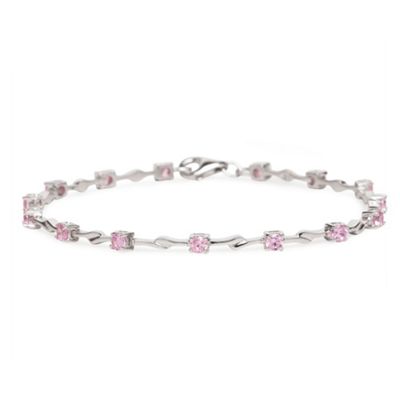 Simply Silver Sterling Silver with Pink Cubic Zirconia Bracelet