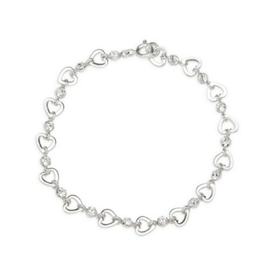 Simply Silver Sterling Silver Heart And Cubic Zirconia Bracelet