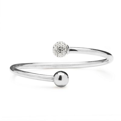 Simply Silver Sterling Silver White Pave Ball Twist Bangle