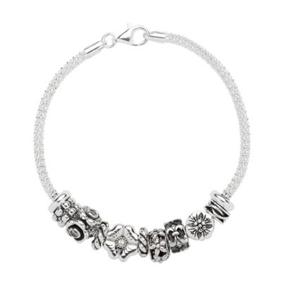 Simply Silver Sterling Silver Threaded Charm Bracelet