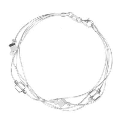 Simply Silver Sterling Silver Multi Row Chain and Crystal Cube
