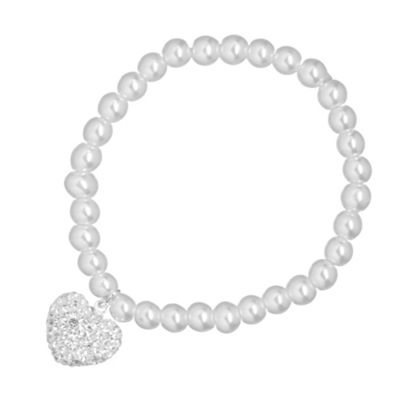 Simply Silver Pearl Stretch Bracelet with Sterling Silver