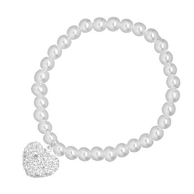 Simply Silver Pearl Stretch Bracelet with Sterling Silver