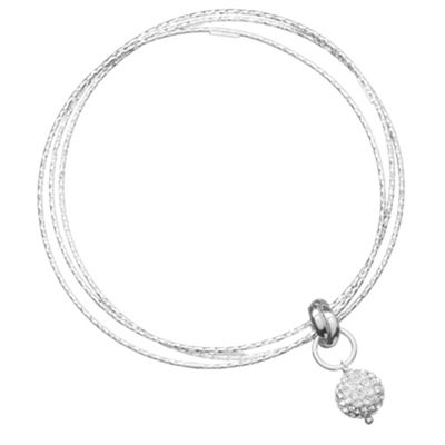 Simply Silver Sterling Silver Bangles with Pave Crystal Charm