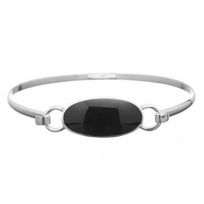 Sterling Silver Onyx Stone Bangle