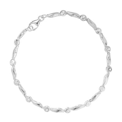 Simply Silver Sterling Silver Cubic Zirconia Wave Bracelet
