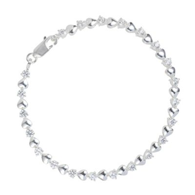 Simply Silver Sterling Silver And Cubic Zirconia Heart Bracelet