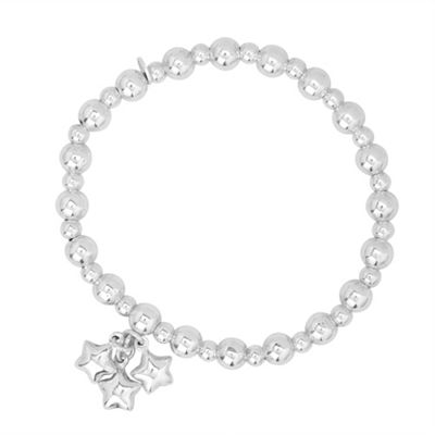 Simply Silver Sterling Silver Bead Stretch Bracelet with Star