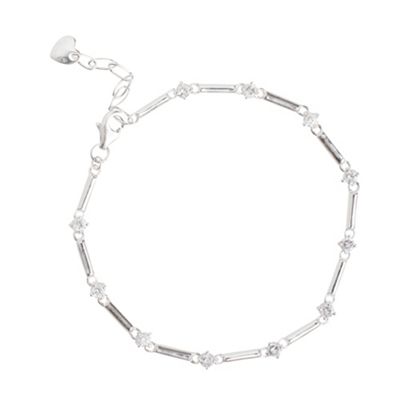 Simply Silver Sterling Silver Tube And Cubic Zirconia Bracelet