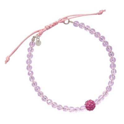 Simply Silver Pink Crystal Ball And Glass Bead Sterling Silver