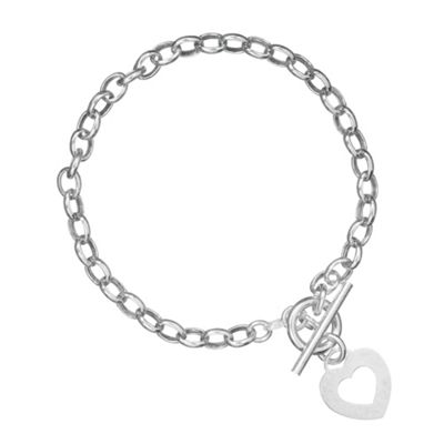Simply Silver Sterling Silver Toggle Bracelet With Heart Charm