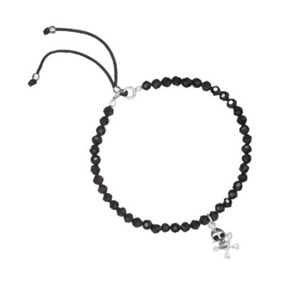 Simply Silver Sterling Silver Skull and Crossbone Black Bead