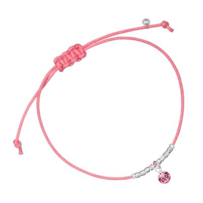 Simply Silver Sterling Silver Pink Cord Cubic Zirconia