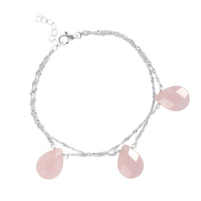 Simply Silver Sterling Silver Rose Quartz Drop Bracelet