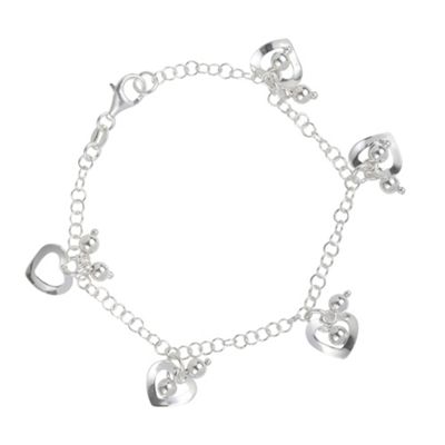 Sterling Silver Heart Droplet Bracelet