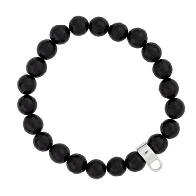 Simply Silver Onyx stretch bracelet with sterling silver charm