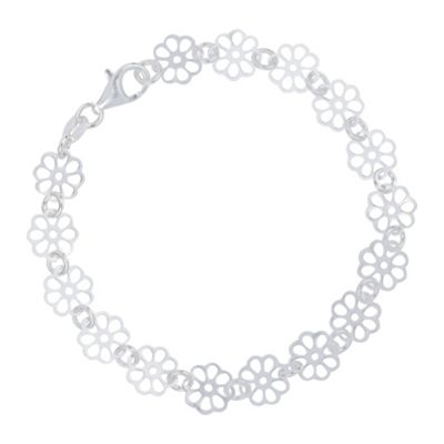 Simply Silver Sterling Silver Delicate Flower Chain Bracelet
