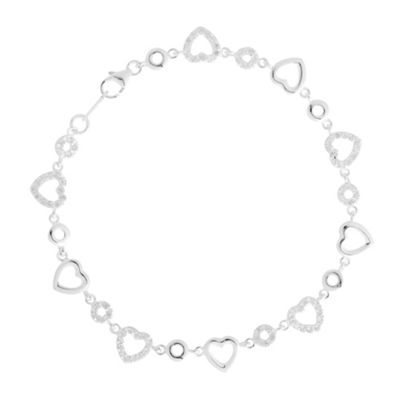 Simply Silver Sterling Silver Cubic Zirconia Heart Bracelet