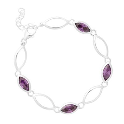 Simply Silver Sterling Silver Purple Cubic Zirconia Marquis