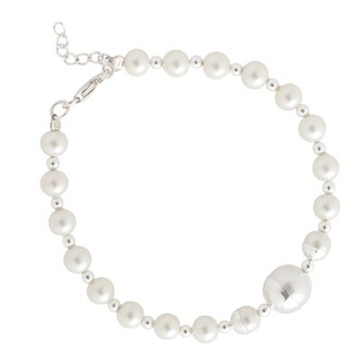 Simply Silver Sterling Silver Capped Pearl Bracelet