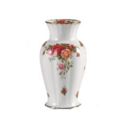 Small red Old Country Roses montrose vase