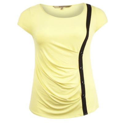 Bright yellow button placket top                                                                                                