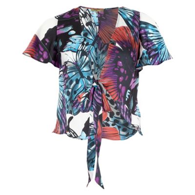 Multi Coloured Butterfly Print Shrug                                                                                            