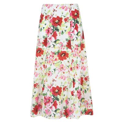 White floral printed maxi skirt