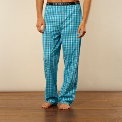 Bright turquoise checked loungewear trousers                                                                                    