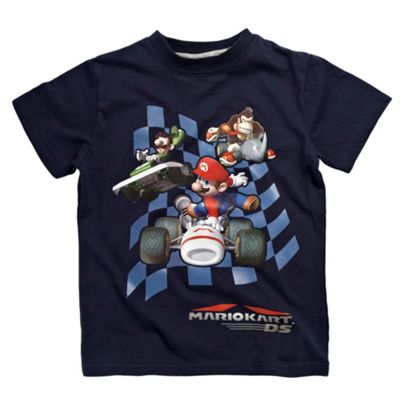 Boys navy Mario Kart print t-shirt