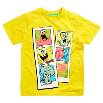 Character Boys yellow Spongebob photo snap t-shirt