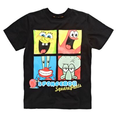 Boys black Spongebob photo snap t-shirt