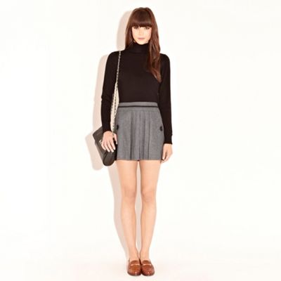 Light Grey Pocket Tab Pleat Front Skirt