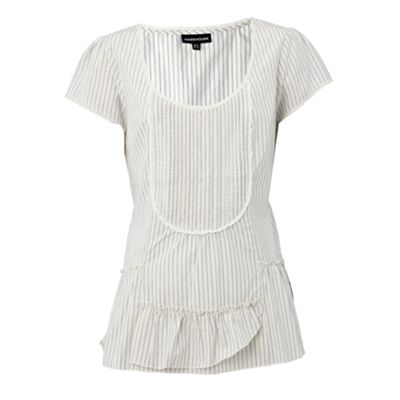 Warehouse Cream textured stripe blouse