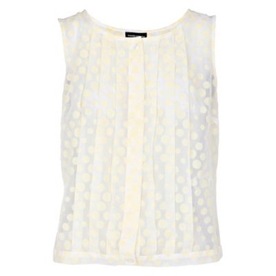 Warehouse Yellow pleated spotty blouse