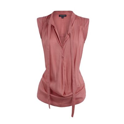 Warehouse Pink drape front blouse