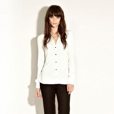 Cream Satin Trim Blouse